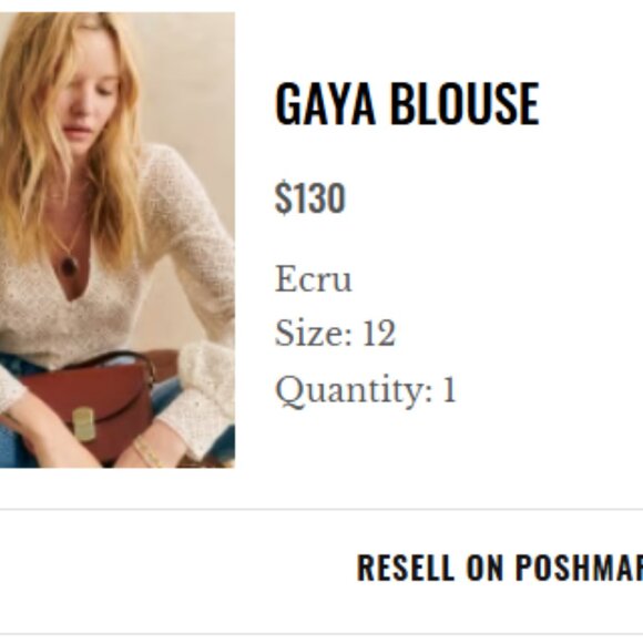 Sezane Gaya Blouse Ecru - Size 12 - Picture 2 of 6